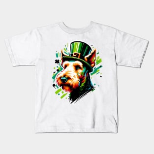 Airedale Terrier Celebrates Saint Patrick's Day Kids T-Shirt